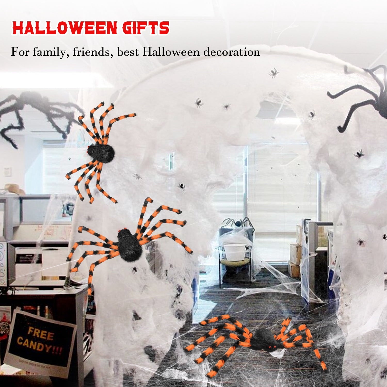 Innens 11.8ft Halloween 144 LED Purple Spider Web Lights with 35" Giant Spider Light up Cobweb Halloween Decorations for Indoor Ourdoor Garden Yard Home Patio (Black, 1Pc)
