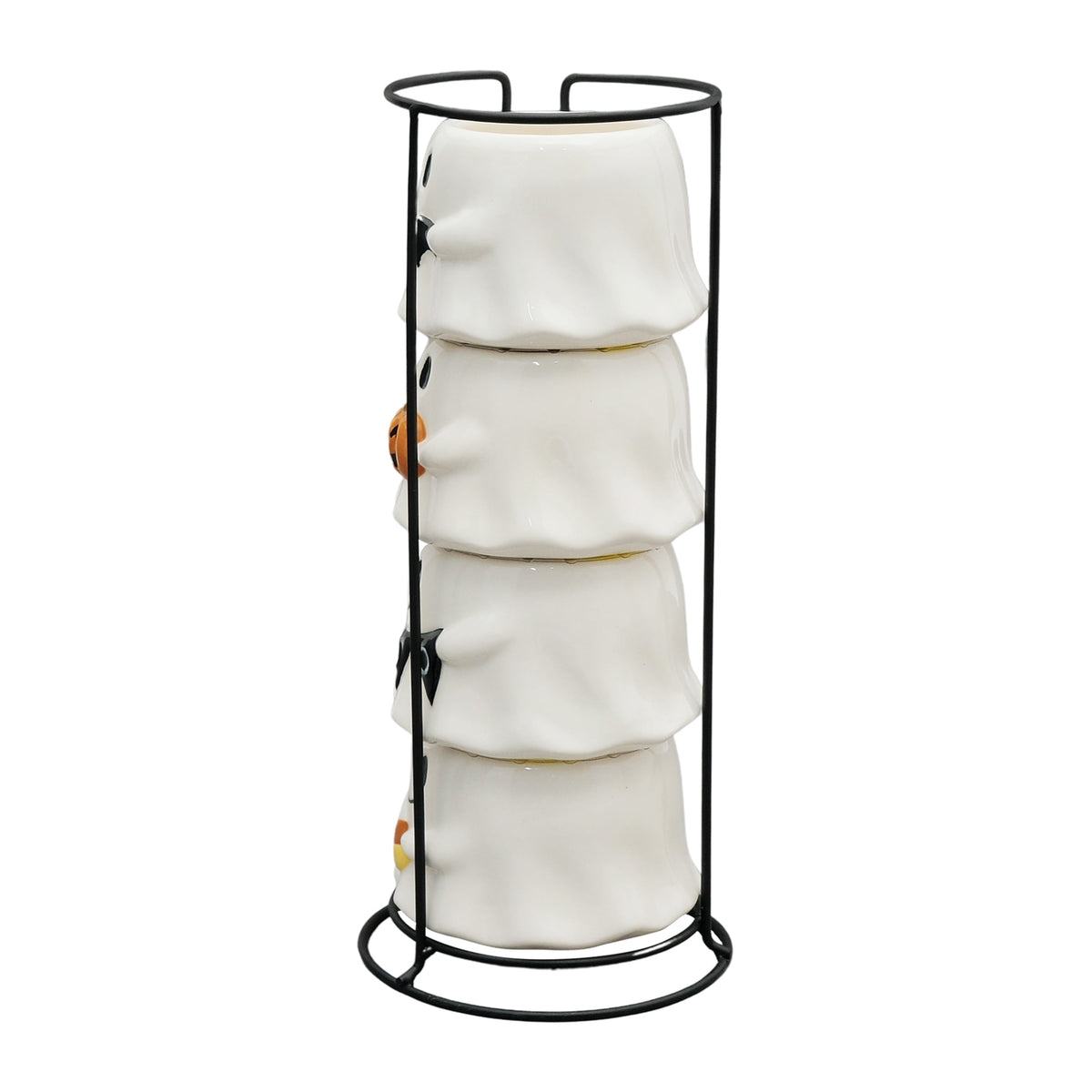 Way To Celebrate Halloween Ghost Stack Ceramic Mugs, 4-Pack, White, 12 fl oz