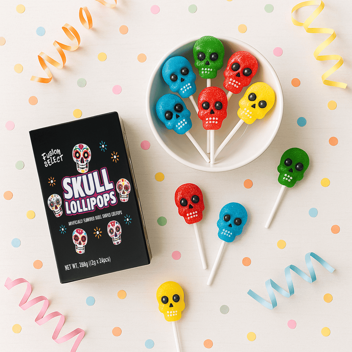 Fusion Select Halloween Candy Lollipops - Trick or Treat Candies for Kids - Frankenstein's Monster, Jack o Lantern, Ghost & Witch Hat Halloween Sweets - Individually Wrapped - 30 Treats Per Box