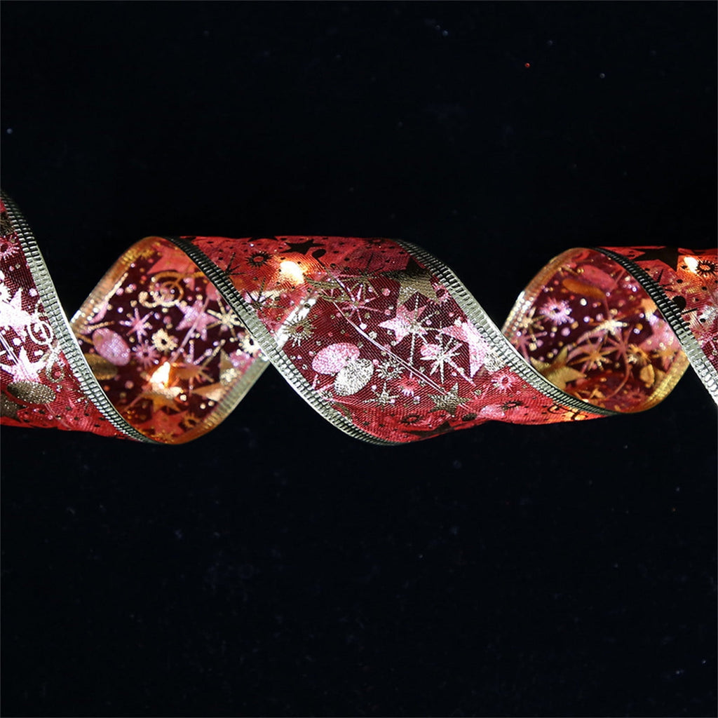 Vikakiooze Home Decor Christmas Decoration LED Ribbon Lights Christmas Tree Ornaments DIY Lace Bow String Lights Decoration