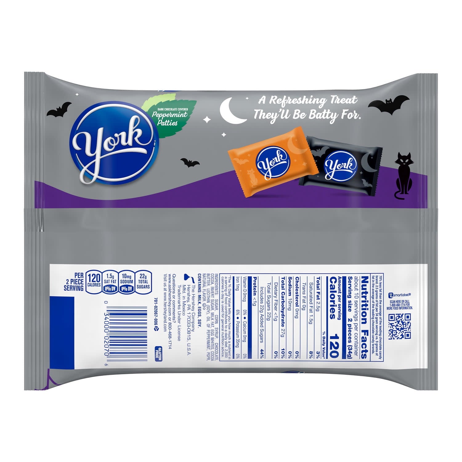 York Dark Chocolate Peppermint Patties, Halloween Candy Bag, 11.4 oz