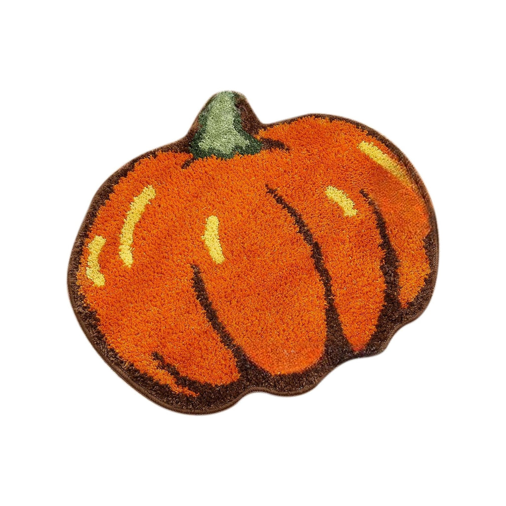 yulier Fall Pumpkin Bathroom Rug, Pumpkin Shape Bath Mat, Non-Slip Soft Kitchen Mat Doormat Orange Floor Mat Fall Decor, 24x16 Inch