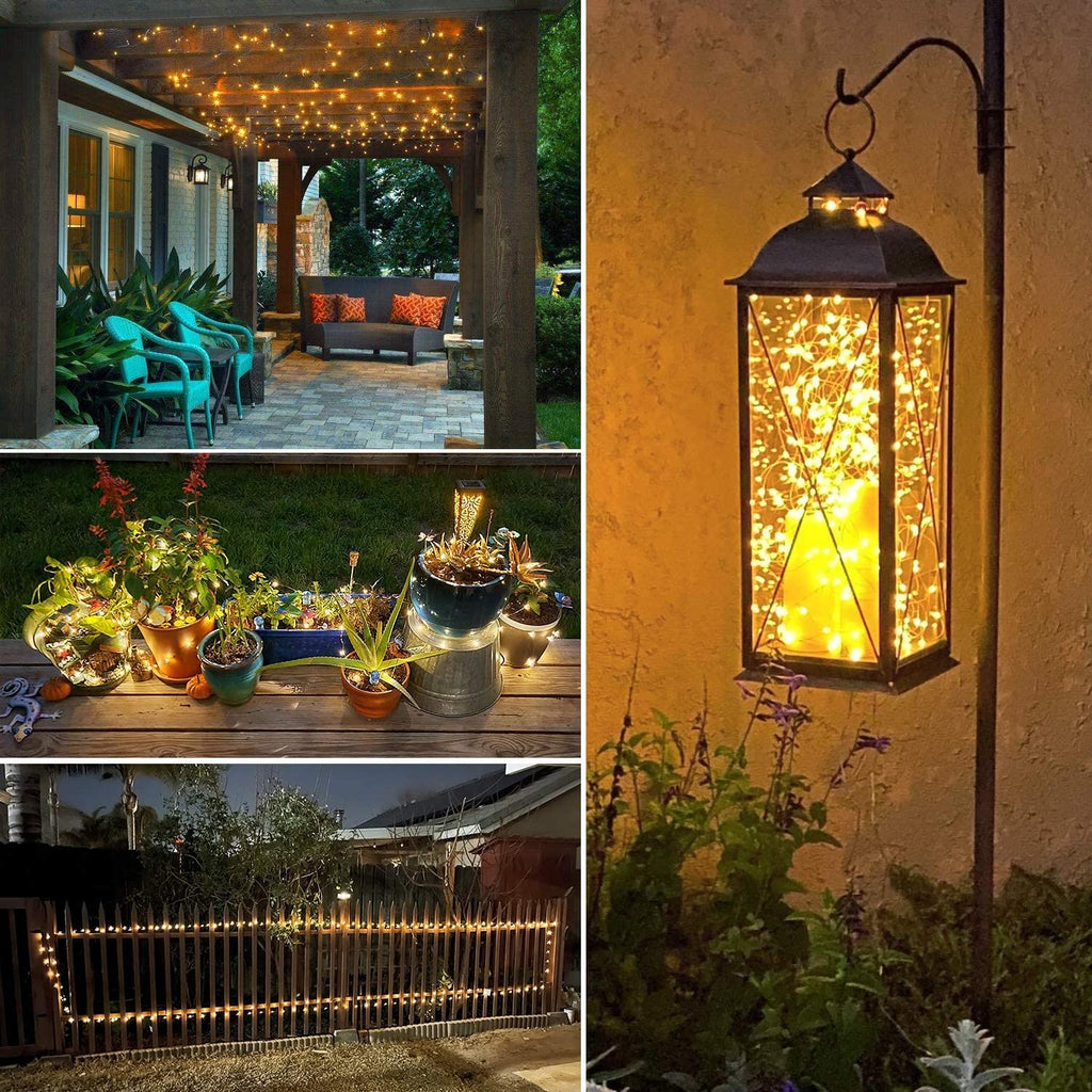 Purple Solar Fairy Lights Outdoor Waterproof, 4 Packs Each 33ft 100 LED Solar String Lights, 8 Modes Silver Wire Solar Twinkle Lights for Halloween Christmas Patio Garden