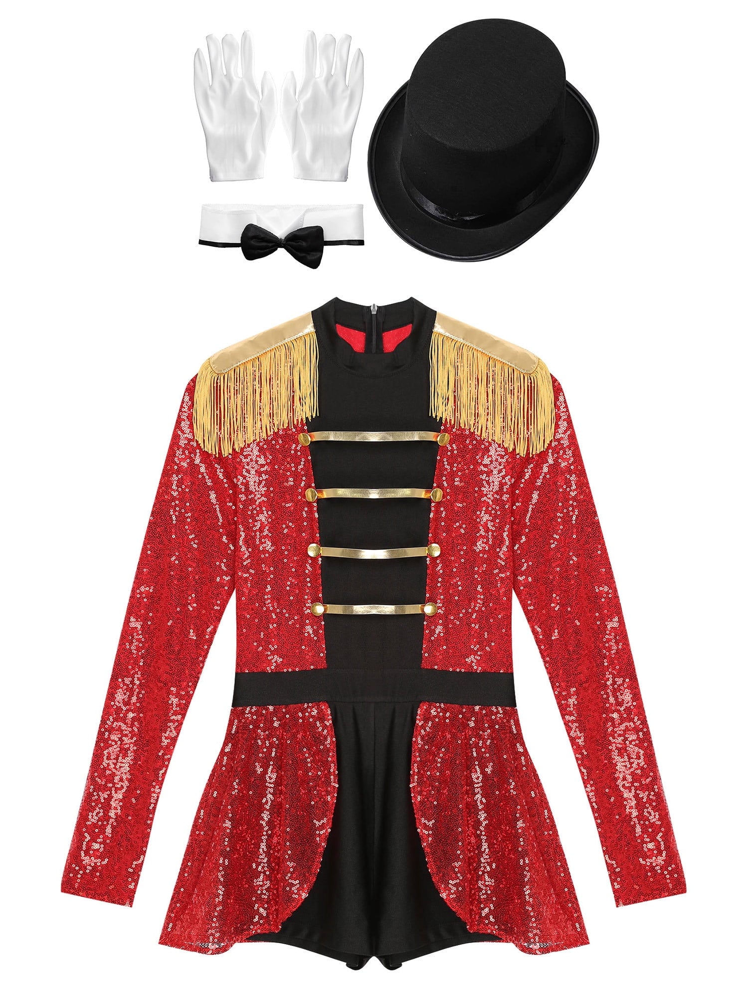 iiniim Womens Ringmaster Costume Circus Ring Leader Outfit Master Lion Tamer Fancy Bodysuit Black 4XL