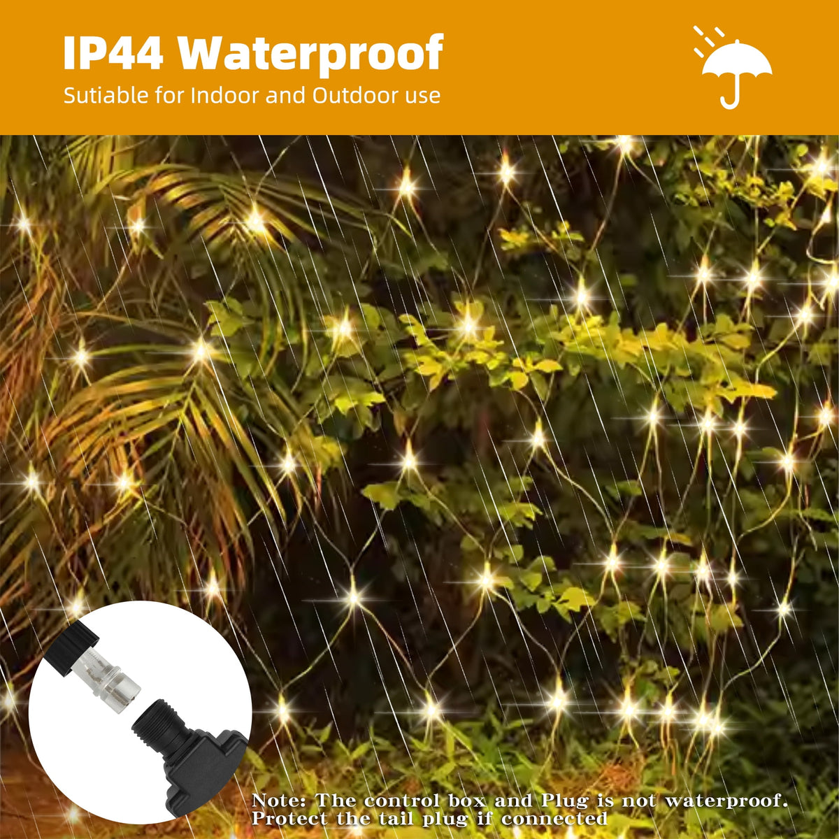 DAYBETTER Christmas Net Lights Outdoor, Warm White Waterproof Mesh Fairy String Lights, 12ft*5ft 360 LED with 8 Modes Plug in, for Bushes Garden Party Decoration