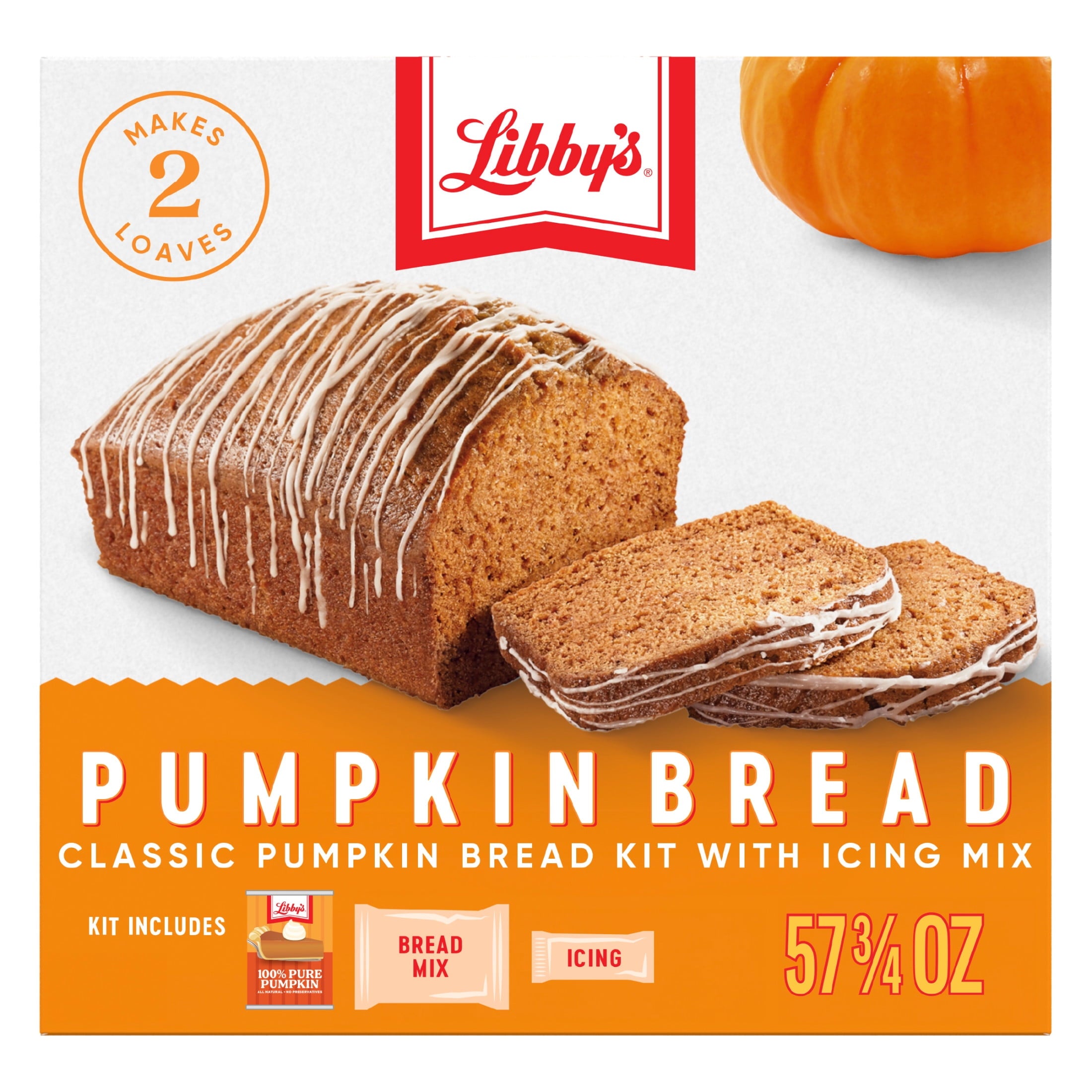Libby's Pumpkin Bread Kit With Icing Baking Mix Dessert, 57.75 oz Box