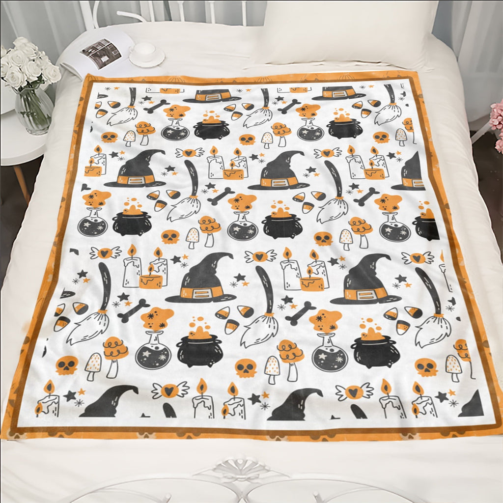 FastXmas Halloween Throw Blanket, 30"x40" Flannel Fleece Pumpkins Maple Checkered Plush Blanket, Soft Lightweight Skin-Friendly Fall Harvest Decorative Throw Blanket for Couch Sofa Bed Outdoor