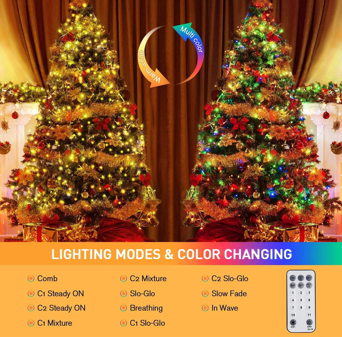 JMEXSUSS 33ft 100 LED White Christmas Lights, 8 Modes Connectable Clear Wire Twinkle Fairy String Lights Indoor, Plug-in Christmas String Lights Outdoor Waterproof for Christmas Wedding Party Tree