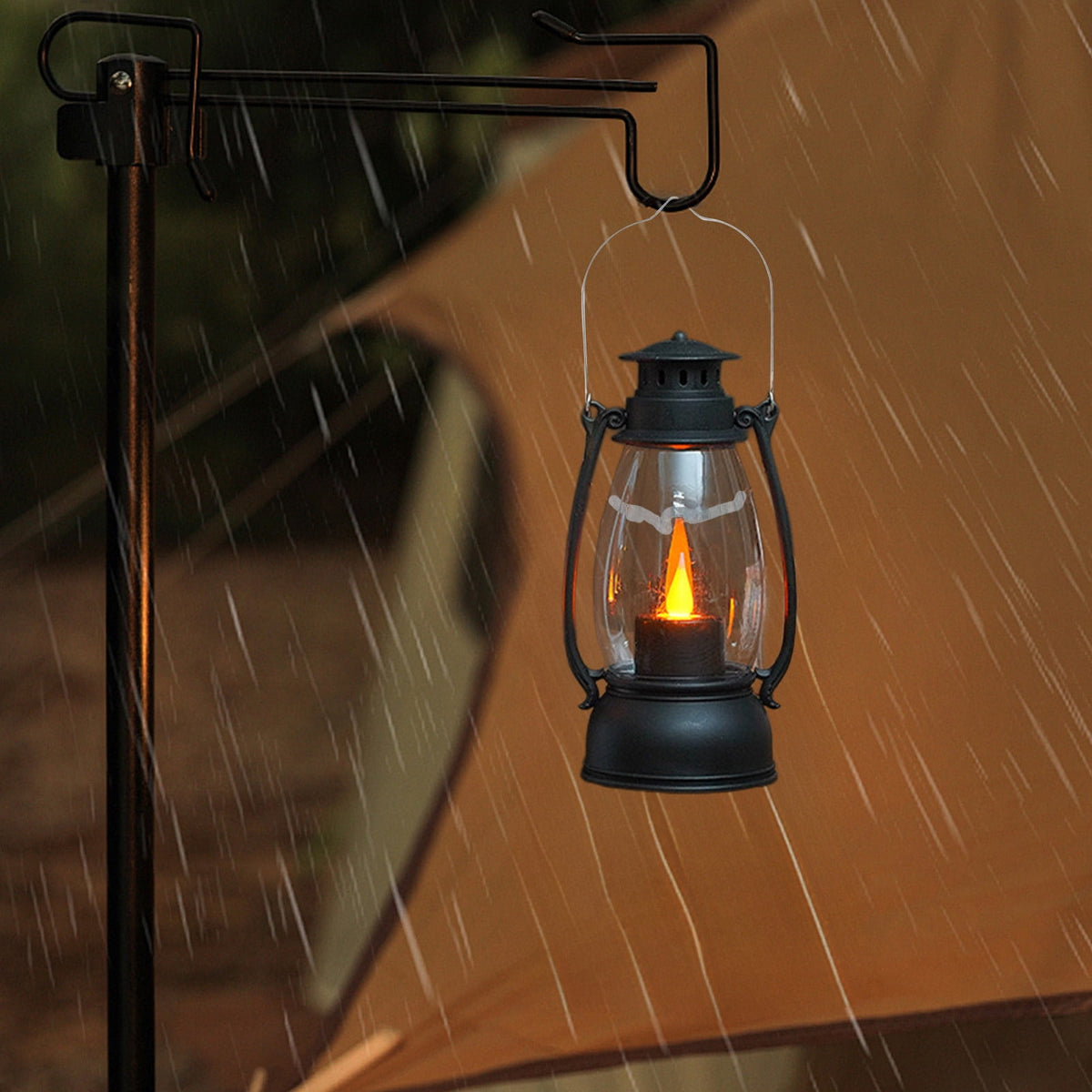 SCNOR Vintage LED Flameless Candle Lantern, Flickering Flame, Battery Operated, Portable Hanging Decor for Christmas Halloween Indoor Outdoor Home