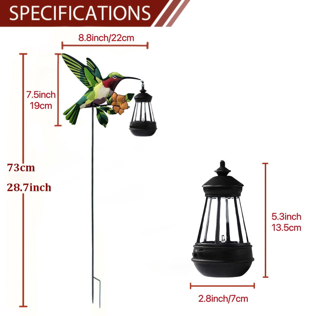 1/2 Pack Hummingbird Solar Lantern Lights, IP65 Waterproof Warm White Solar Hanging Lantern, Outdoor Solar Powered Decor for Yard Patio Garden Party Decorations