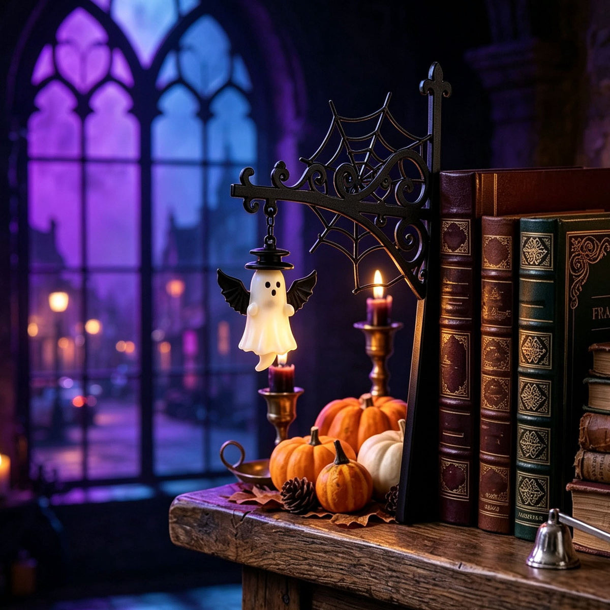 Diceymbol Halloween Decorations and Fall Decor, Halloween Venue Decoration Ghost Props LED Illuminated Ghost Decorations for Tabletop, Mantel, Shelf Indoor Outdoor 9.05 inch