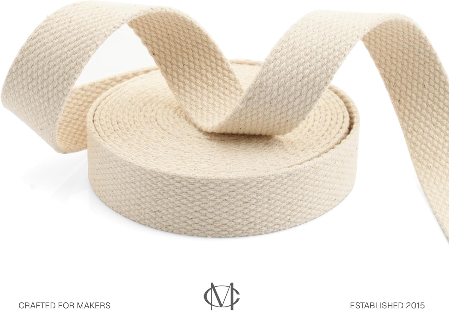 CRAFTME STUDIO Natural Cotton Webbing Ribbon for Bags, Sewing & Crafts (1 Inch x 5 Yards, Natural)