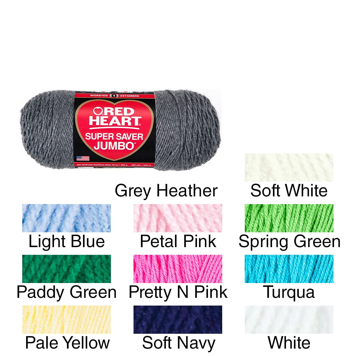 Red Heart® Super Saver® Jumbo #4 Medium Acrylic Yarn, White 14oz/396g, 744 Yards