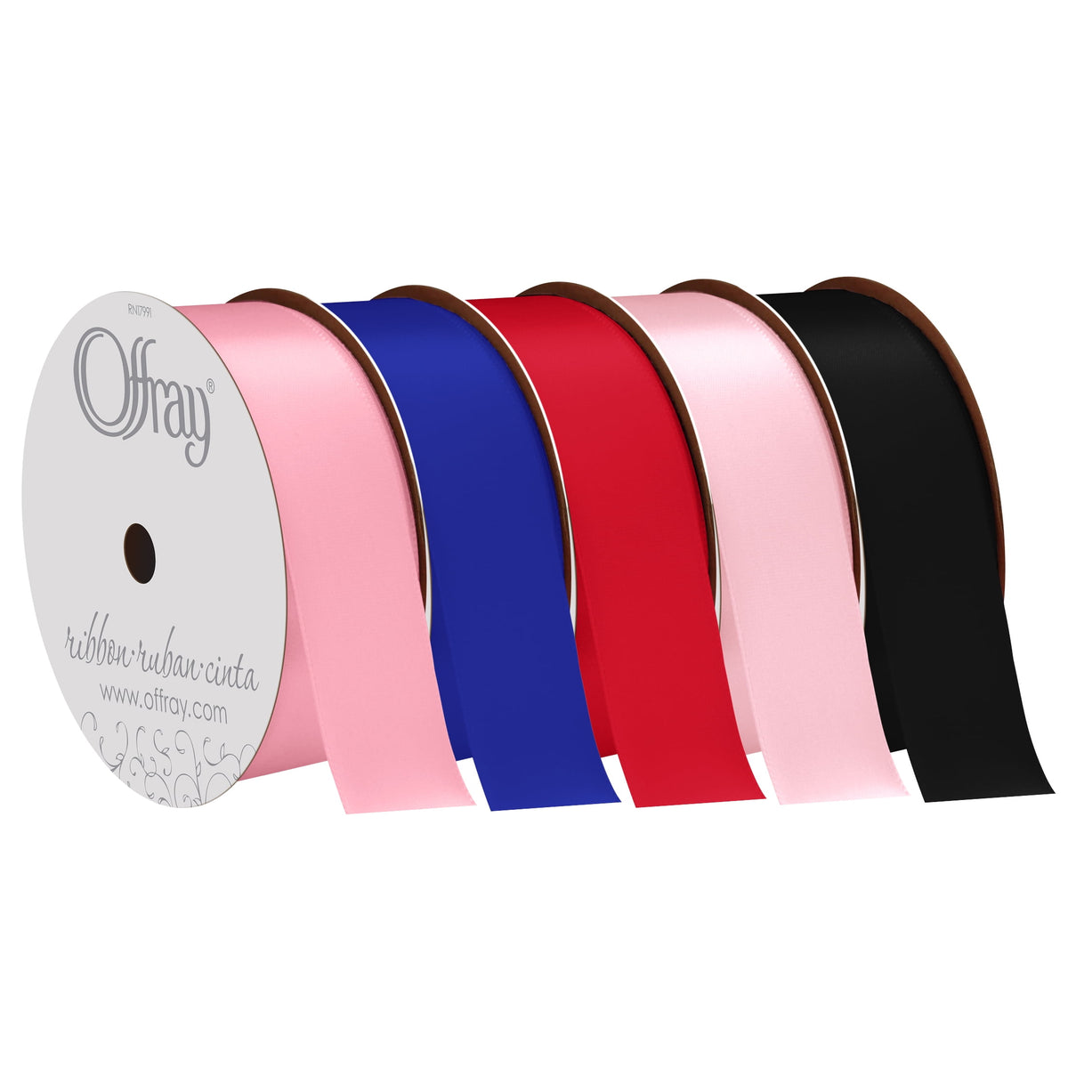 (2 pack) Offray Ribbon, Red 1 1/2 inch Double Face Satin Polyester Ribbon, 12 feet