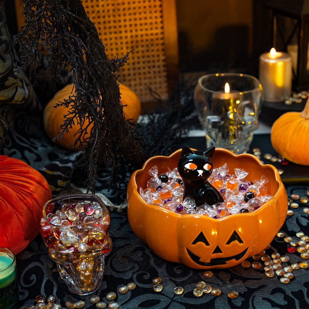 Way to Celebrate Halloween Cat in Pumpkin Ceramic Serve Bowl