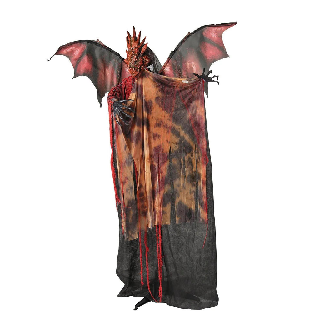 6 Ft. Standing Animated Black & Red Dragon Man Halloween Decoration