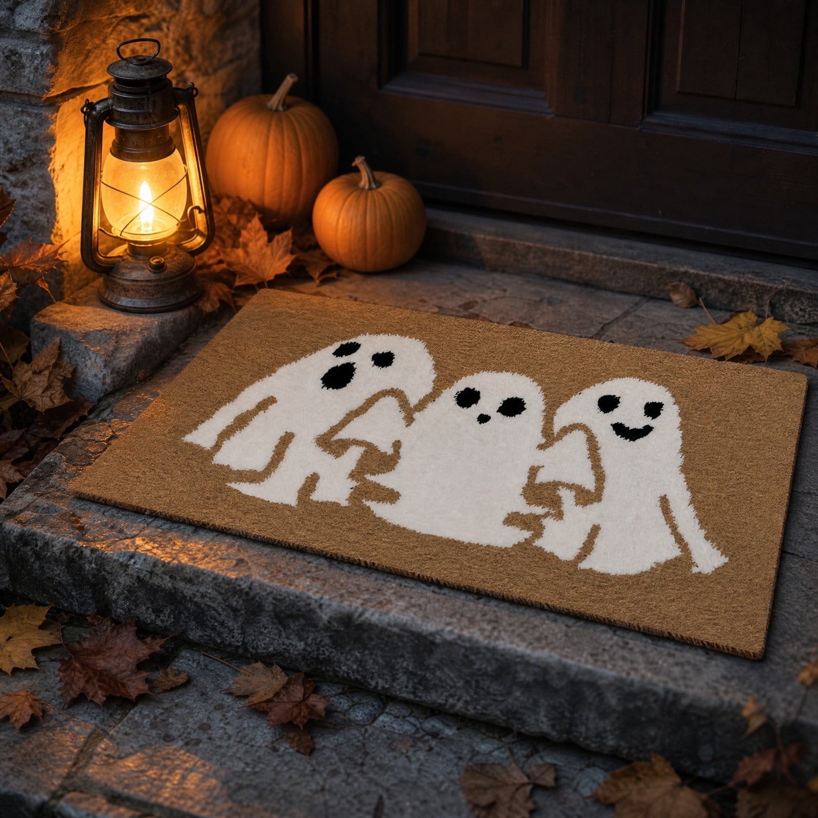 Halloween Doormat Vintage Retro Style Mat 23.6x15.7in Secure-Grip Absorbent Coir Look Entryway Rug for Front Porch Indoor Outdoor Decor by OVFUIZ