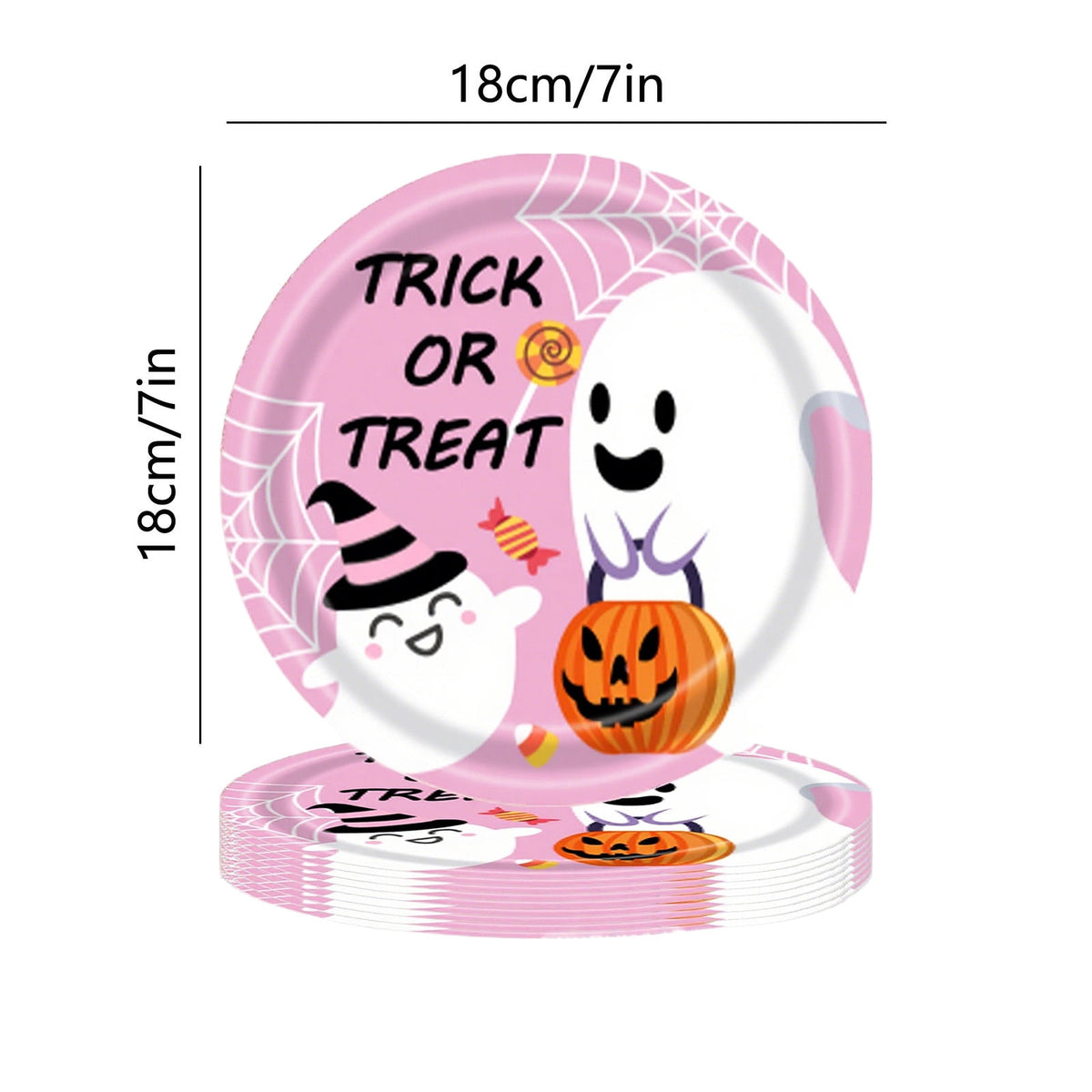 Eoozwa Pink Halloween Party Plates Set 20pcs Disposable Paper Plates and Napkins Cute Pumpkin Ghost Flower Tableware for Halloween Birthday Party Decoration Party Supplies