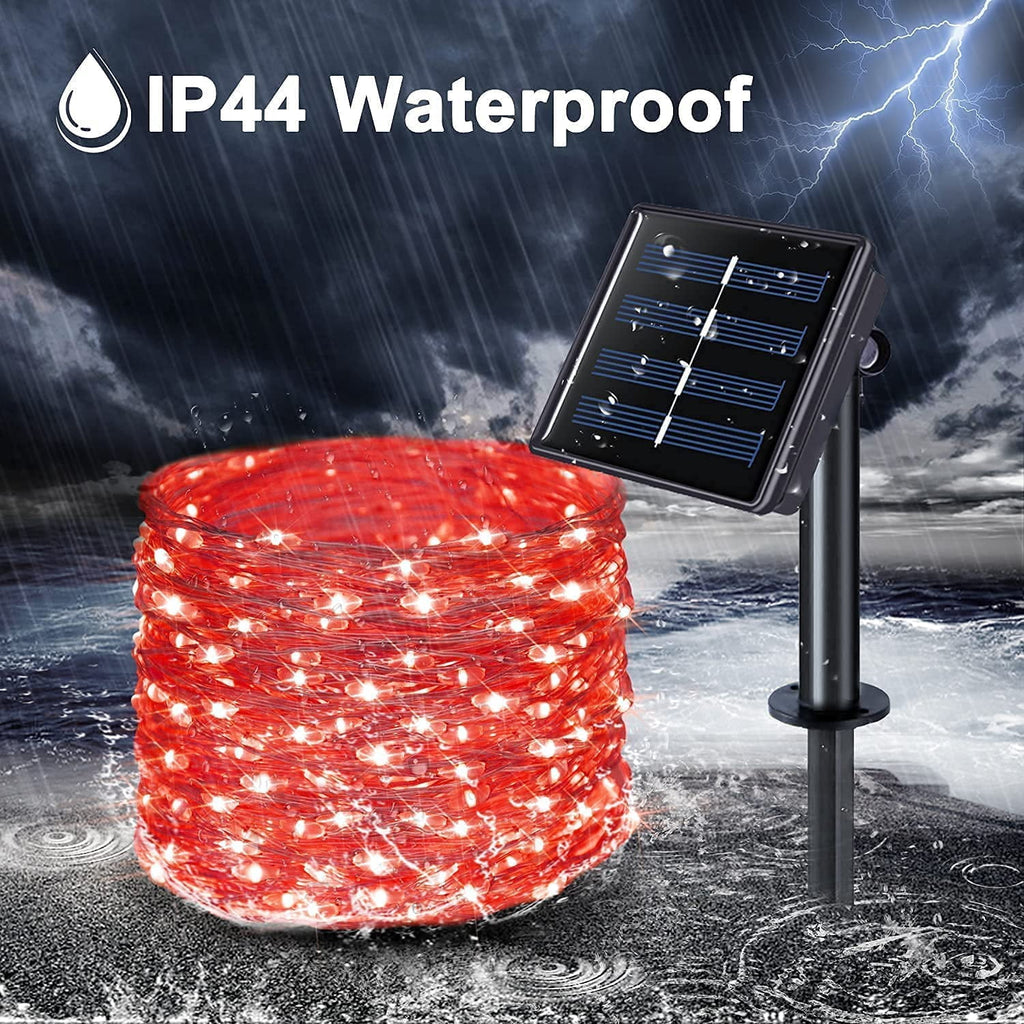 2 Pack Solar Fairy Lights Outdoor 33ft 100 LED Solar Powered Copper Wire Lights 8 Modes Waterproof for Garden Tree Patio Wedding Party Decor,Cool White