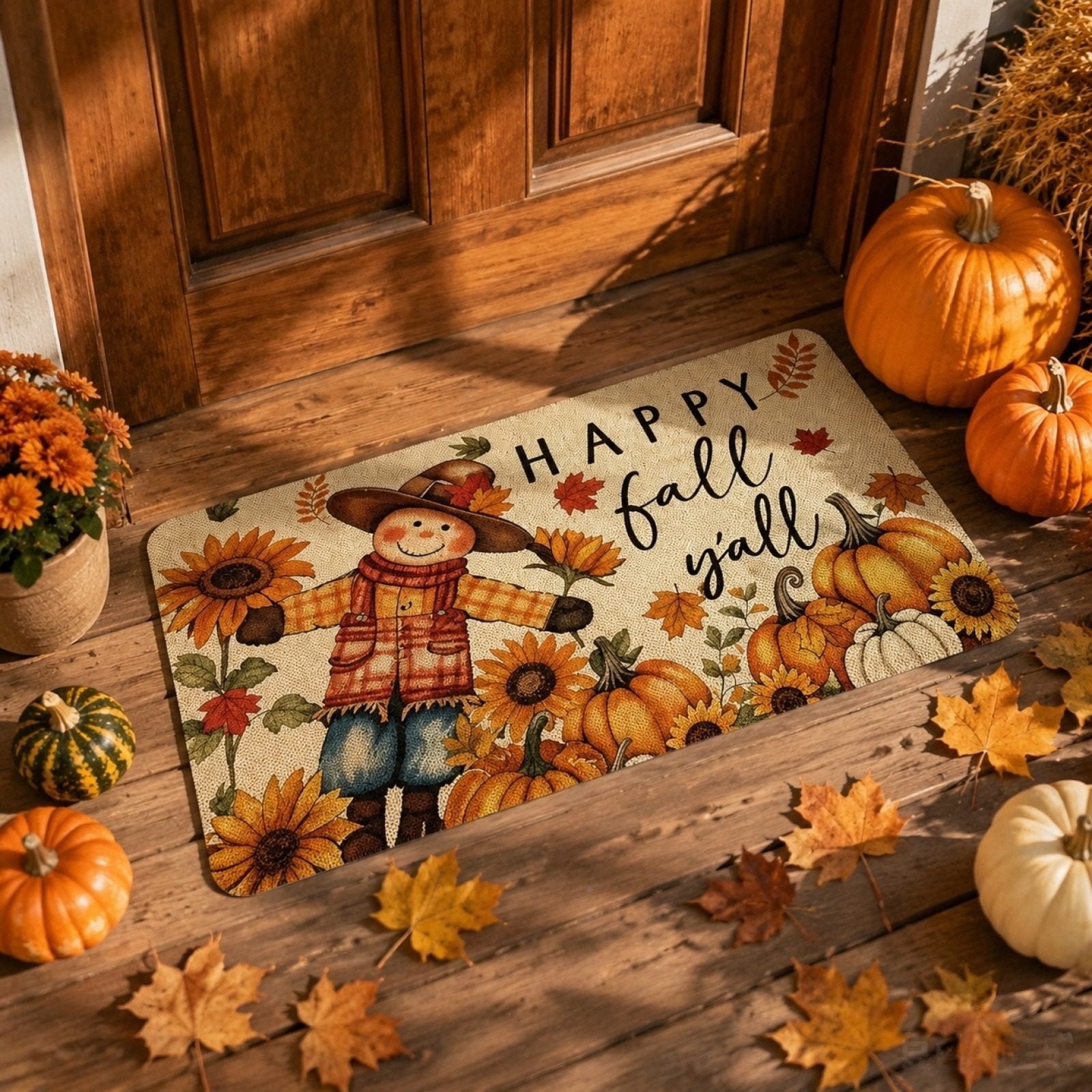 Autumn Door Mat for Entryway, 16x24 Inch, Fall-Themed Floor Doormat for Home Decor, Non-Slip Rug Mat for Living Room, Kitchen, Bedroom, Gifts for Fall Lovers (E)