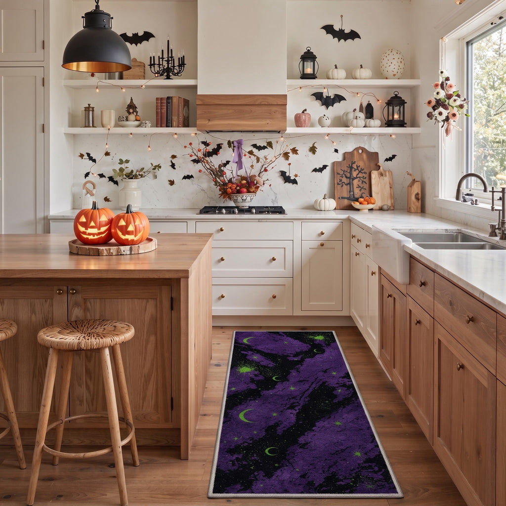 GENIMO 2'x3' Halloween Doormat, Washable Non Slip Soft Whimsical Cat Outdoor Door Mat for Front Door Covered Porch Patio Entryway, Vintage Black