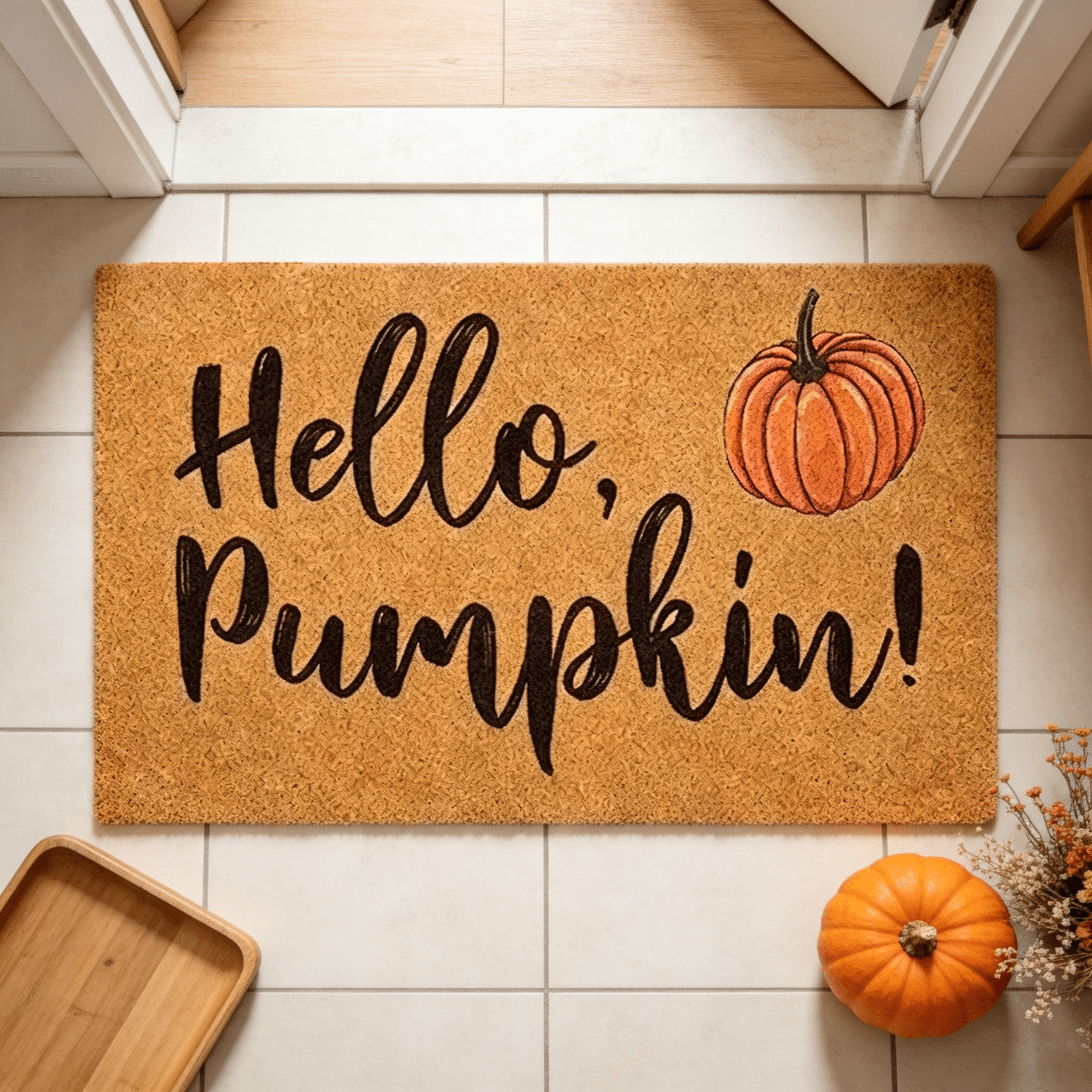 Halloween Pumpkin Welcome Door Mat, Funny Durable Non Slip Decorative Rugs for Bathroom Bedroom Kitchen Front Door