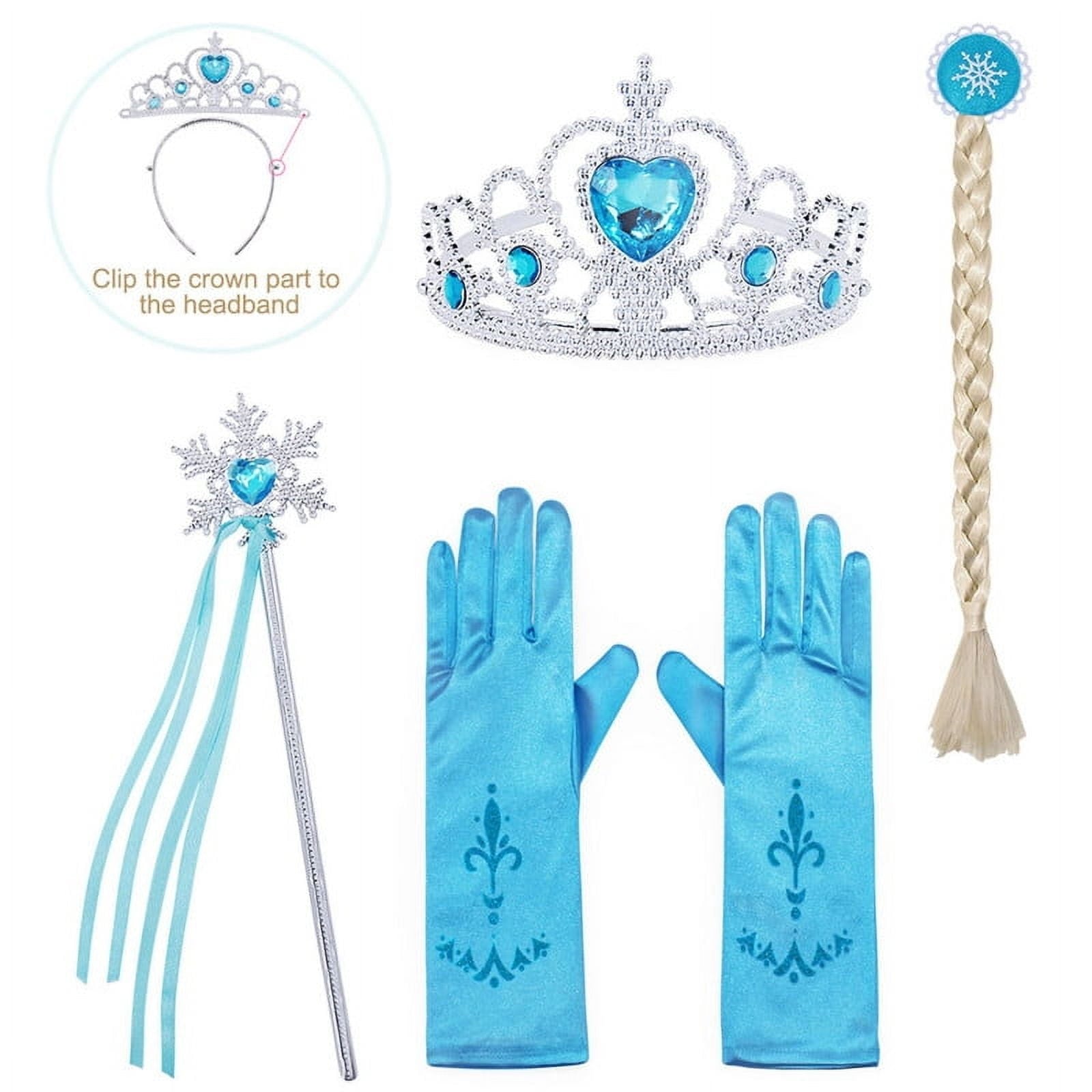 Jurebecia Princess Dress for Girls Birthday Party Blue Costume up Toddlers Kids Christmas Halloween Cosplay Clothes with Accessories 6T(5-6Years)