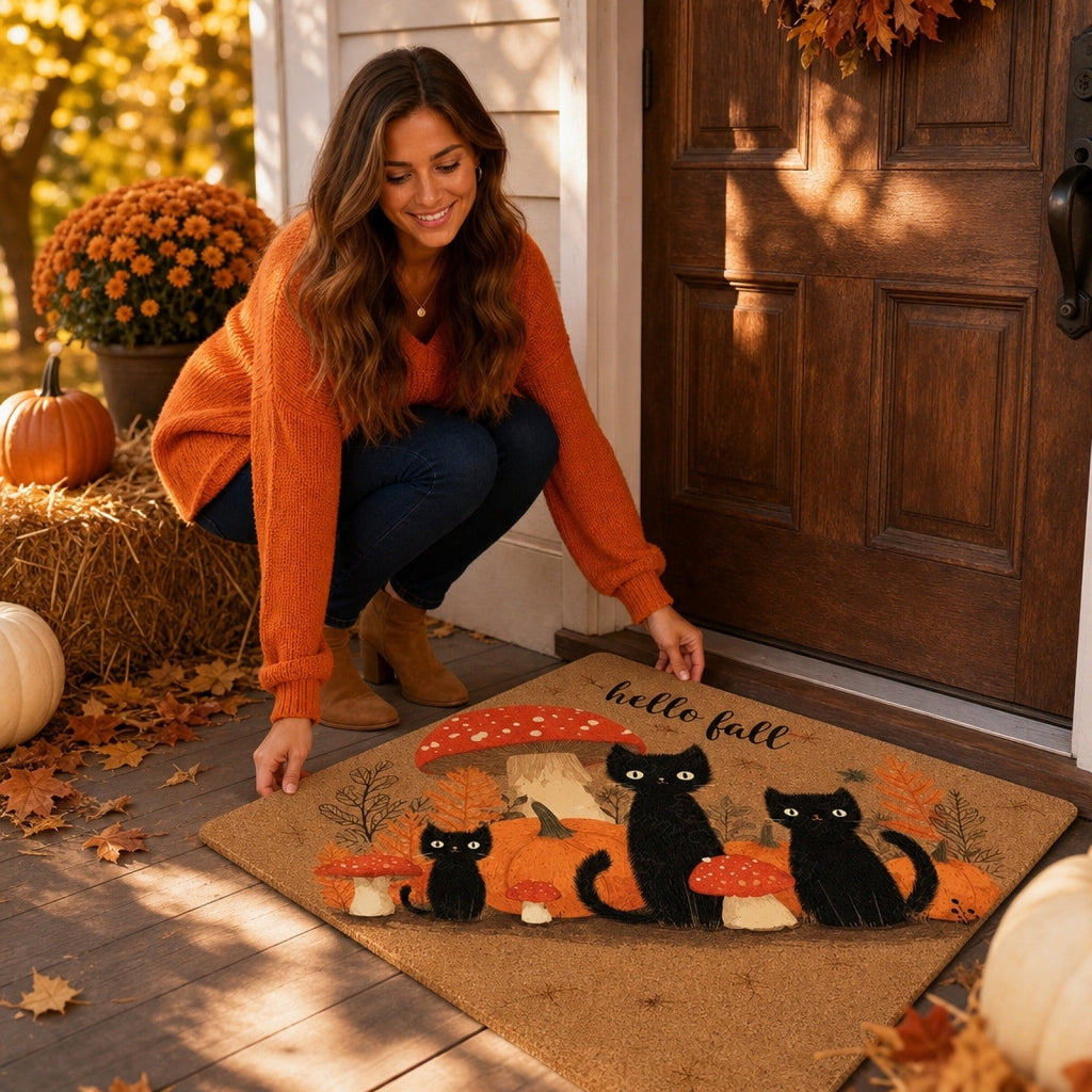 WWC Halloween Door Mat, 32x20 inch Halloween Decor Thick Non Slip Ghost doormat, Entryway Rug for Fall Party Indoor Outdoor Front Porch