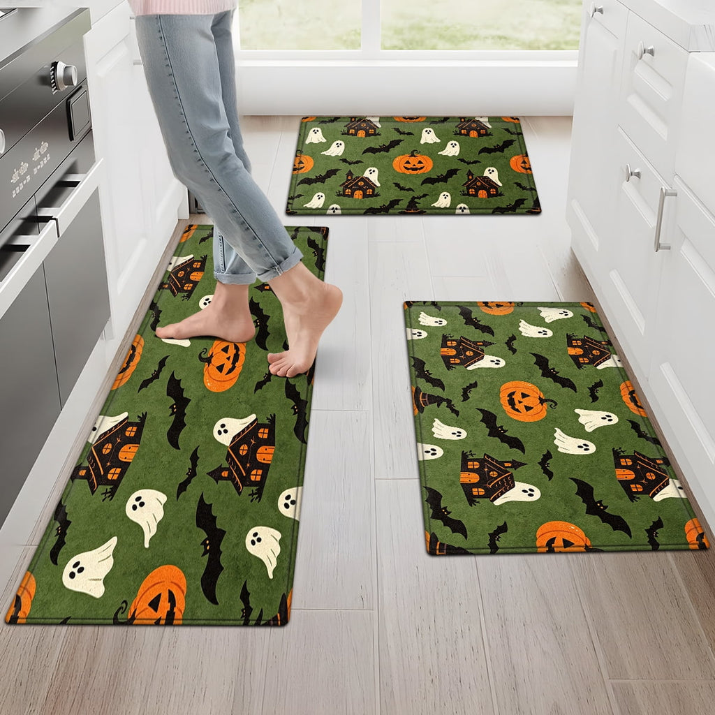 CCTFS Halloween Pumpkin Bat Candy 1Pc Flannel Mat and Kitchen Rugs,Soft Non-slip,Perfect for Home Bathroom