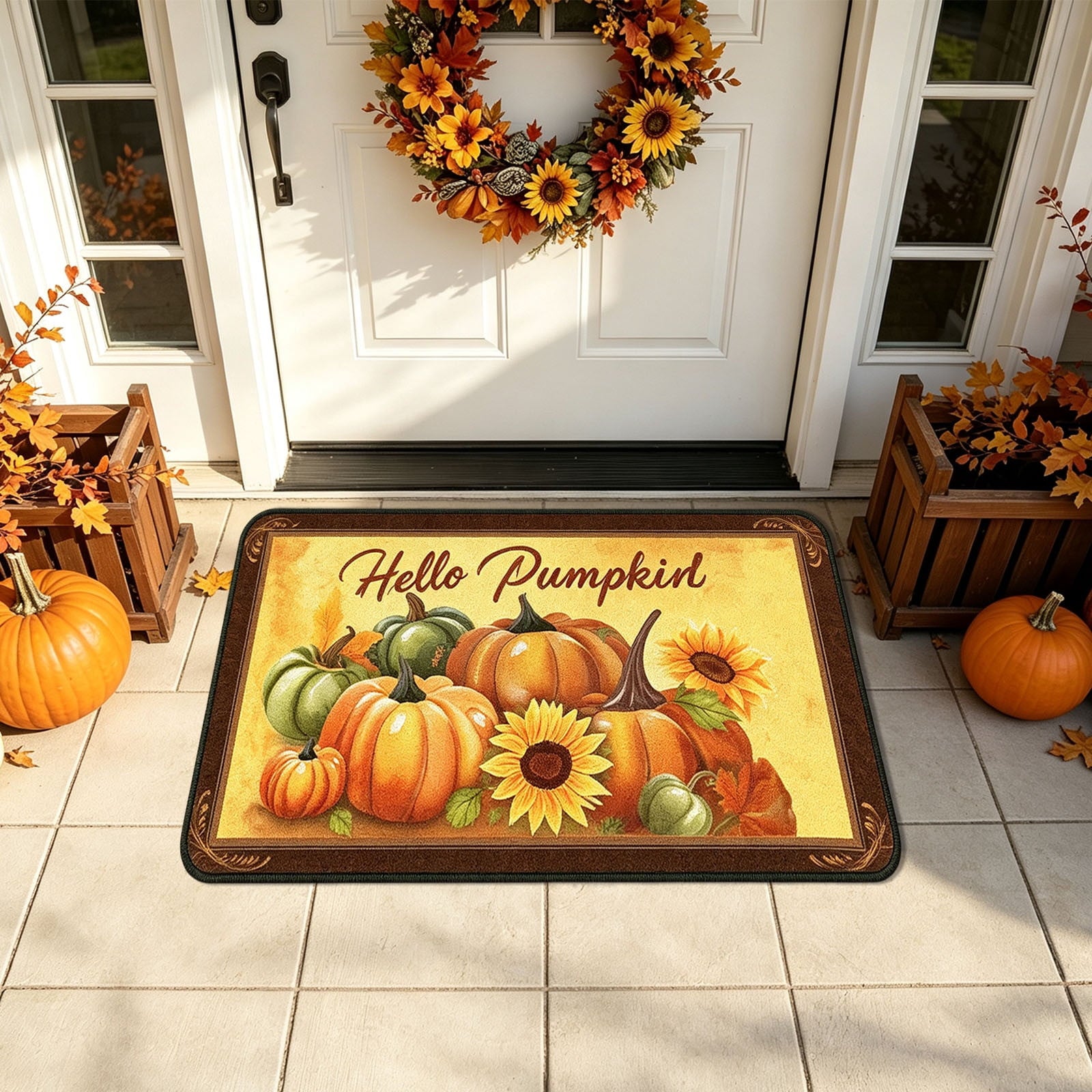 Autumn Door Mat for Entryway, 16x24 Inch, Fall-Themed Floor Doormat for Home Decor, Non-Slip Rug Mat for Living Room, Kitchen, Bedroom, Gifts for Fall Lovers (E)
