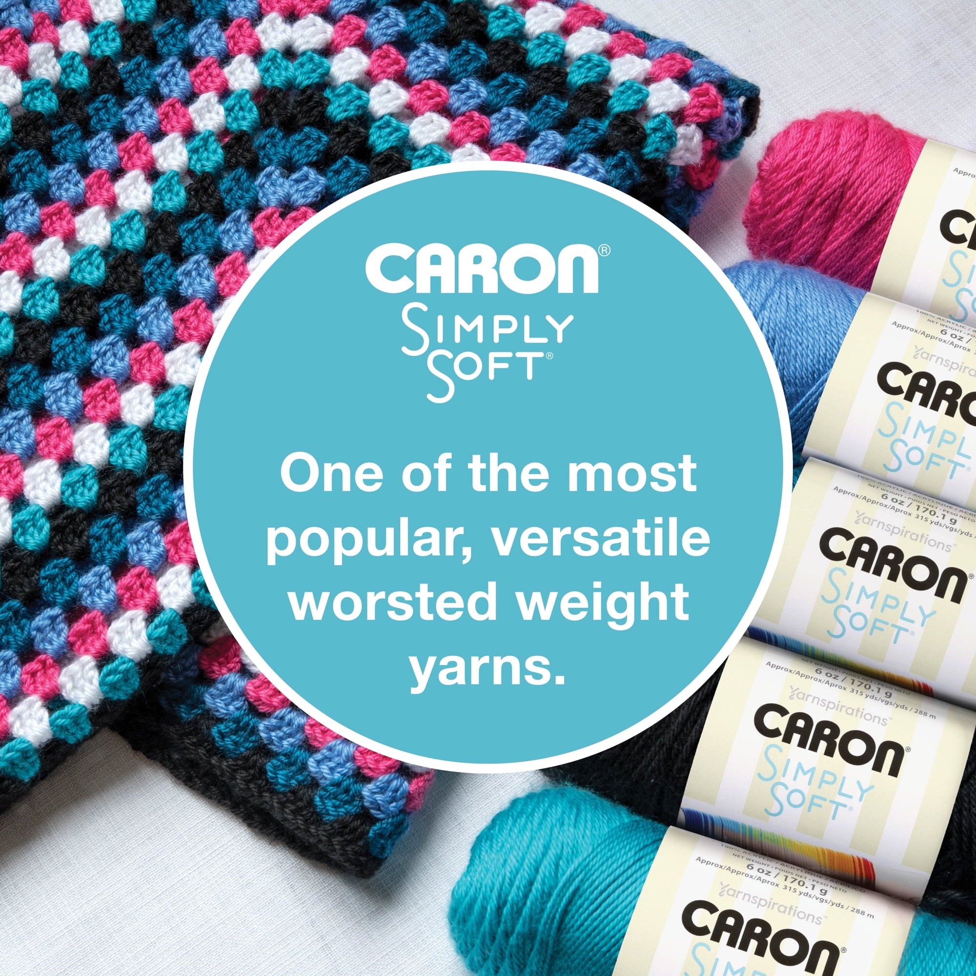 Caron® Simply Soft® Yarn, #4 Medium Acrylic Yarn, 6oz/170g, 315 yds, Soft Pink