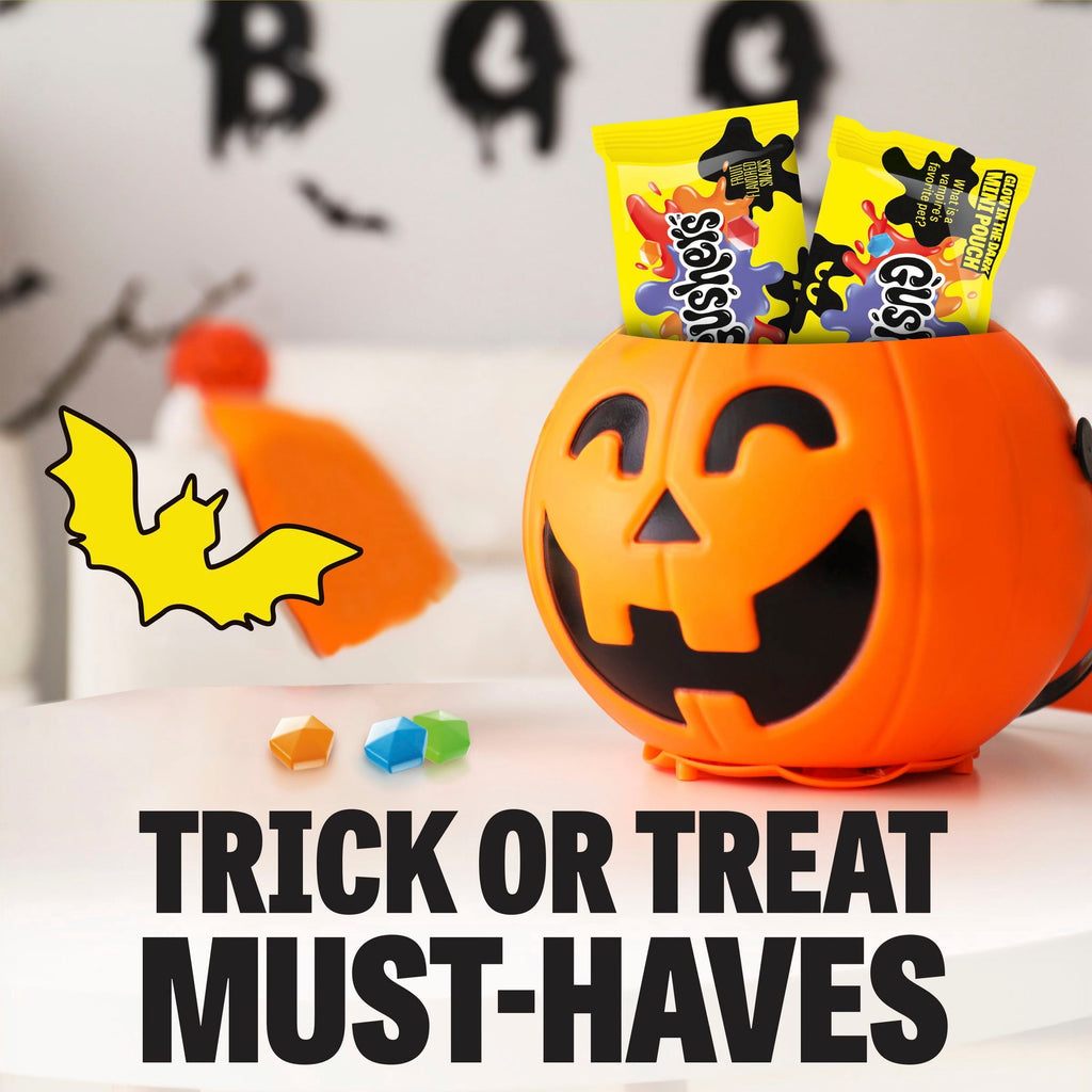 Gushers Tropical Nightmare Fruit Flavored Snacks Mini Pouches, Halloween Treats, 26 Count