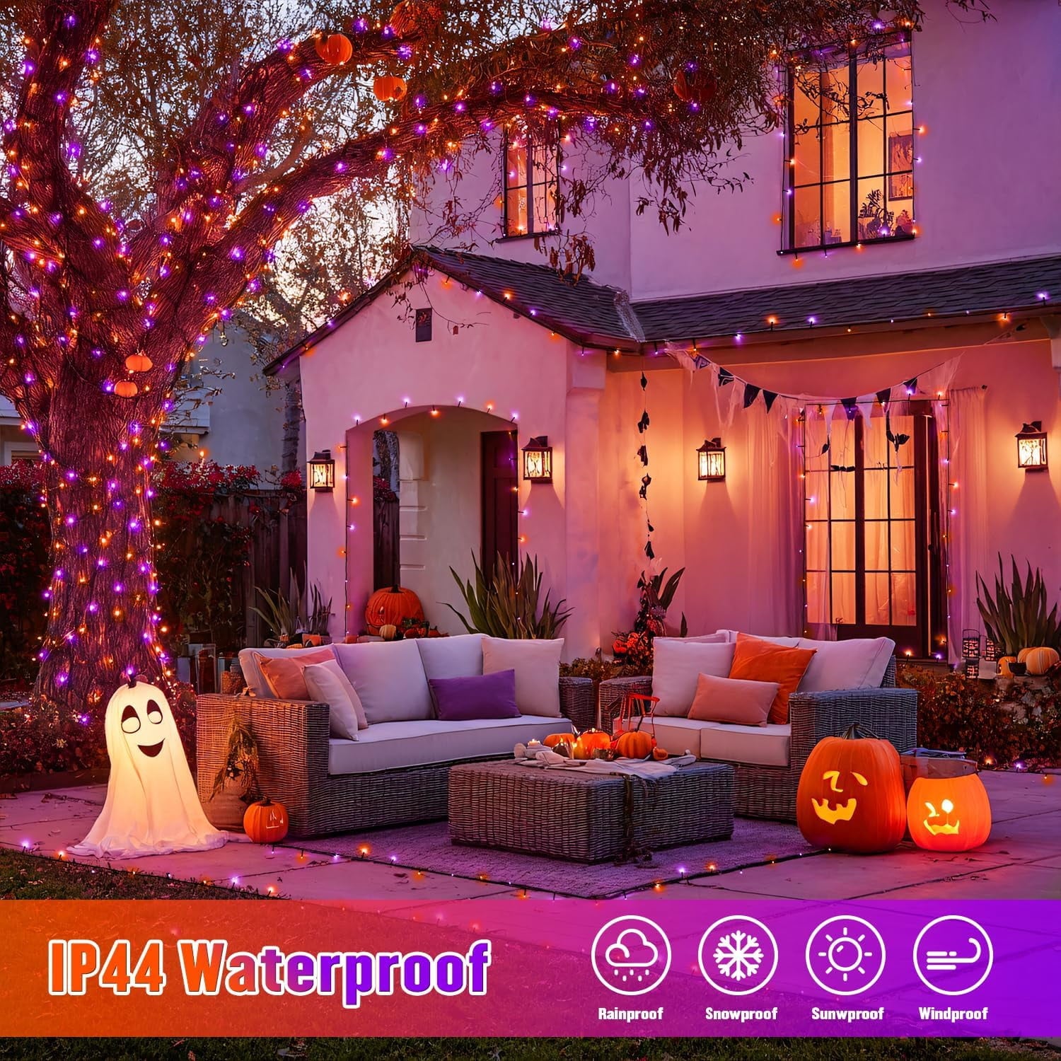 JMEXSUSS 2 Pack Solar String Lights Outdoor, 100 LED 42.7ft White Solar Lights Outdoor Waterproof, 8 Modes Green Wire Solar Christmas Lights for Garden, Wedding, Party, Christmas Tree Decoration