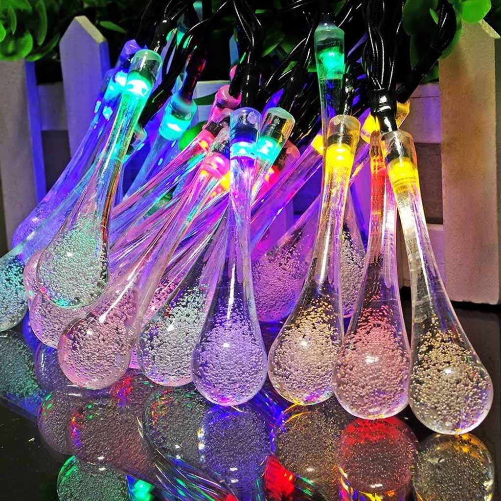 Gcvizuso Christmas Lights, String Lights, Outdoor Garden Party 20 LED Teardrop Solar Garden Lantern String