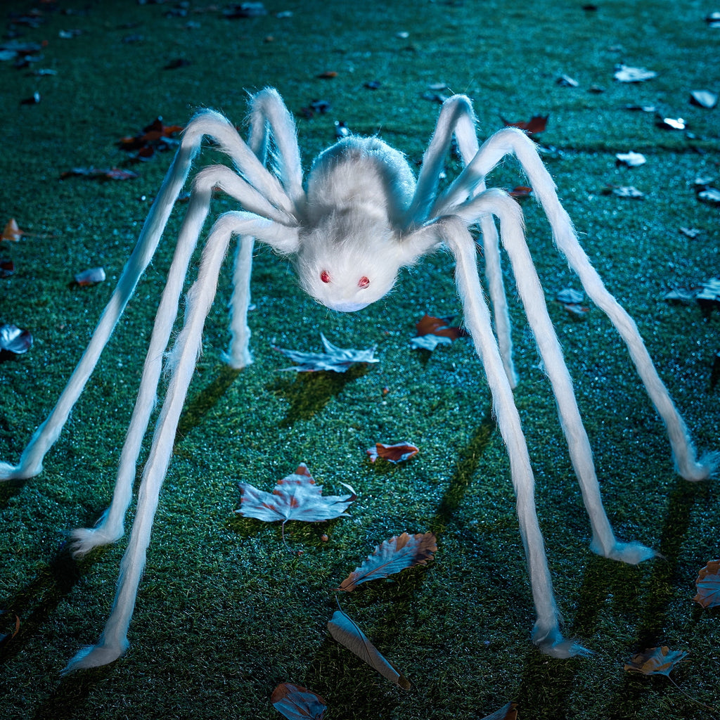 Joyfy 5 ft Scary Giant Spider Halloween Decorations Outdoor,Poseable Spider Lifelike Hairy Prop for Yard,Haunted House,Tree or Porch Party Decorations,Black