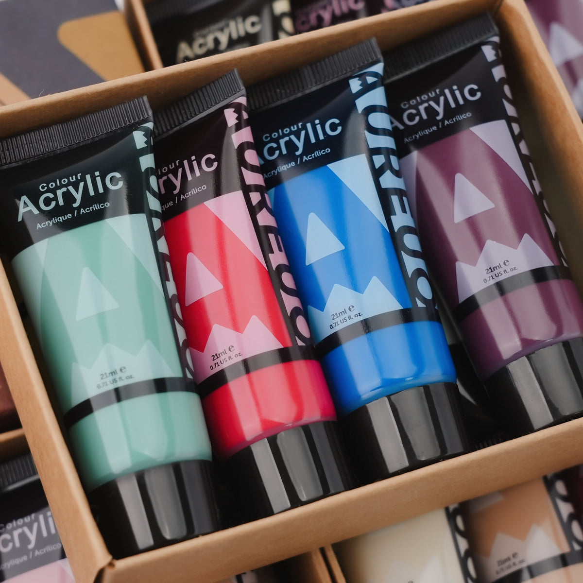 AUREUO Galaxy Glitter Acrylic Paint Set - 8 Twinkle Colors 0.71 Fl Oz / 21ml Tubes Sparkling Art Paints for Crafts Decor Non-toxic Painting Supplies for Artists
