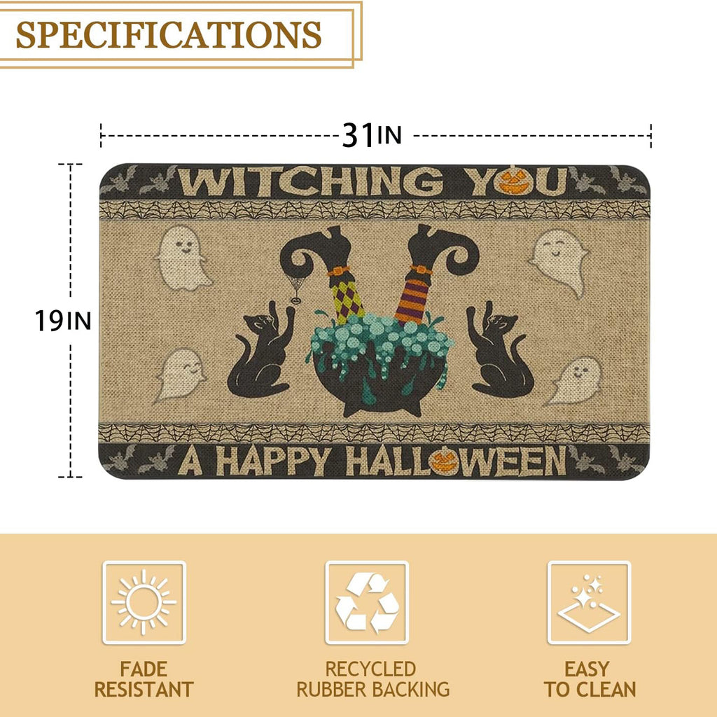 BOOHIT Halloween Door Mat 31x19 Inch Indoor Outdoor Entrance Floor Home Decoration (Pumpkin Head Spooky)