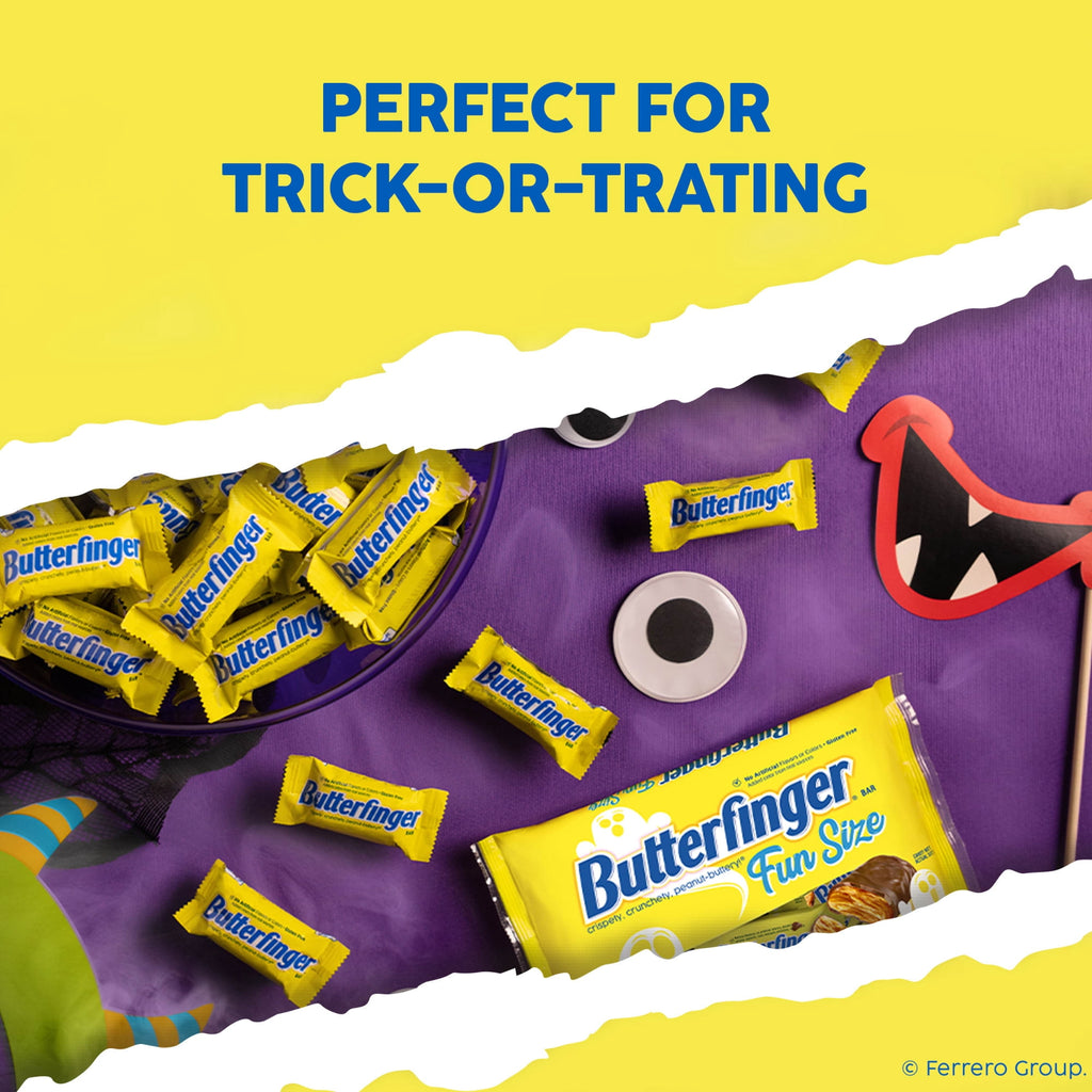 Butterfinger Fun Size Halloween Candy Bars, Chocolate-y Peanut-Buttery, Halloween Candy Bulk Individually Wrapped, Ghost Bag, 10.2 oz