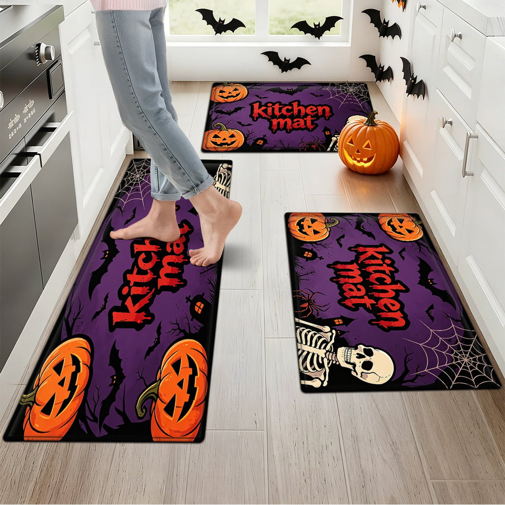 YIMEIS Halloween Pumpkin Lanterns 1Pc Flannel Mat and Kitchen Rugs,Soft Non-slip,Perfect for Home Bathroom