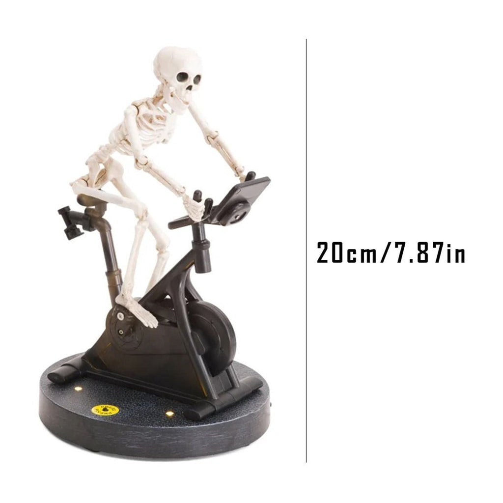 Coollooc Halloween Skeleton, Animated Skeleton Riding Bike 7.8x6 Funny Animatronic Skeleton on Spin Bike Halloween Ornaments, Resin Funny Animatronics Skeleton for Halloween Decor Novelty Gift