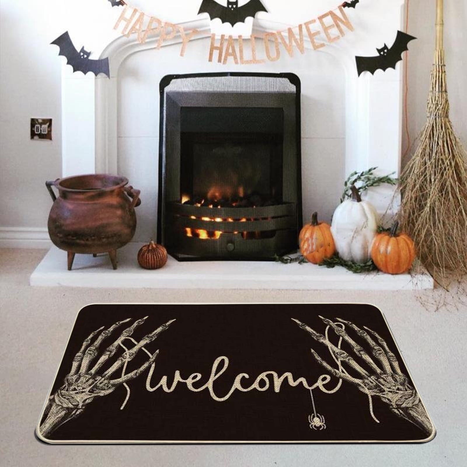 PEIBang Halloween Welcome Doormat for Front Door,Spooky Halloween Door Mat Indoor Outdoor Decor for Porch Entryway,16x24 Inch
