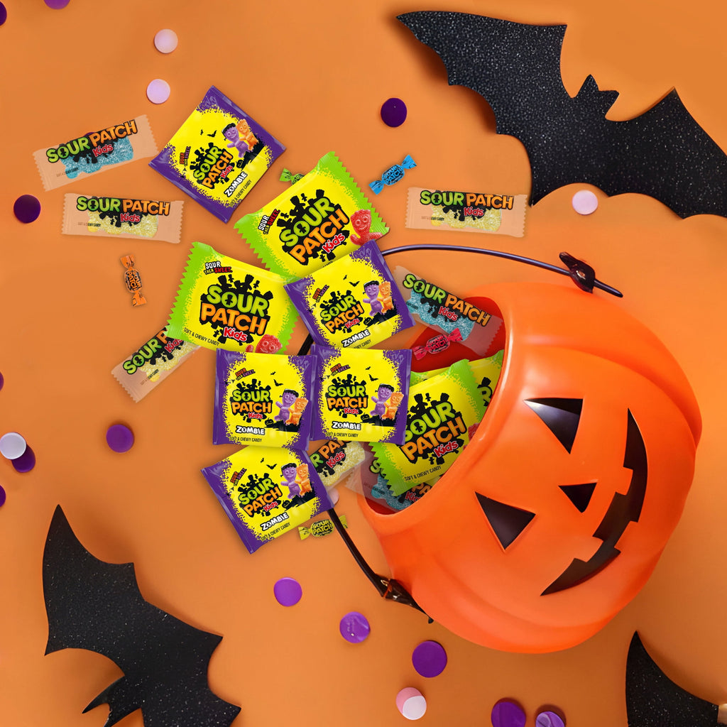 SOUR PATCH KIDS Soft & Chewy Halloween Candy Variety Pack, Bulk Candy, 250 Trick or Treat Bags