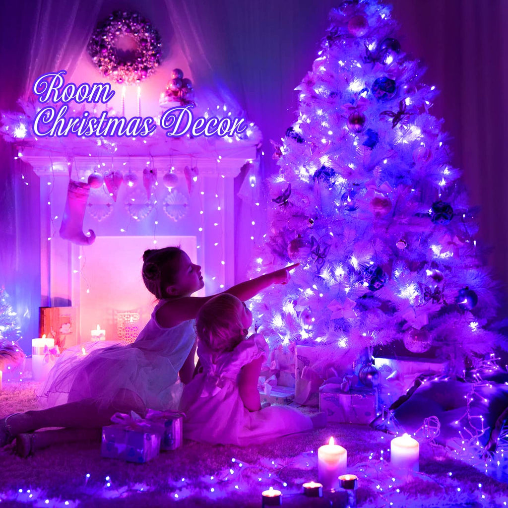 JMEXSUSS 33ft 100 LED White Christmas Lights, 8 Modes Connectable Clear Wire Twinkle Fairy String Lights Indoor, Plug-in Christmas String Lights Outdoor Waterproof for Christmas Wedding Party Tree