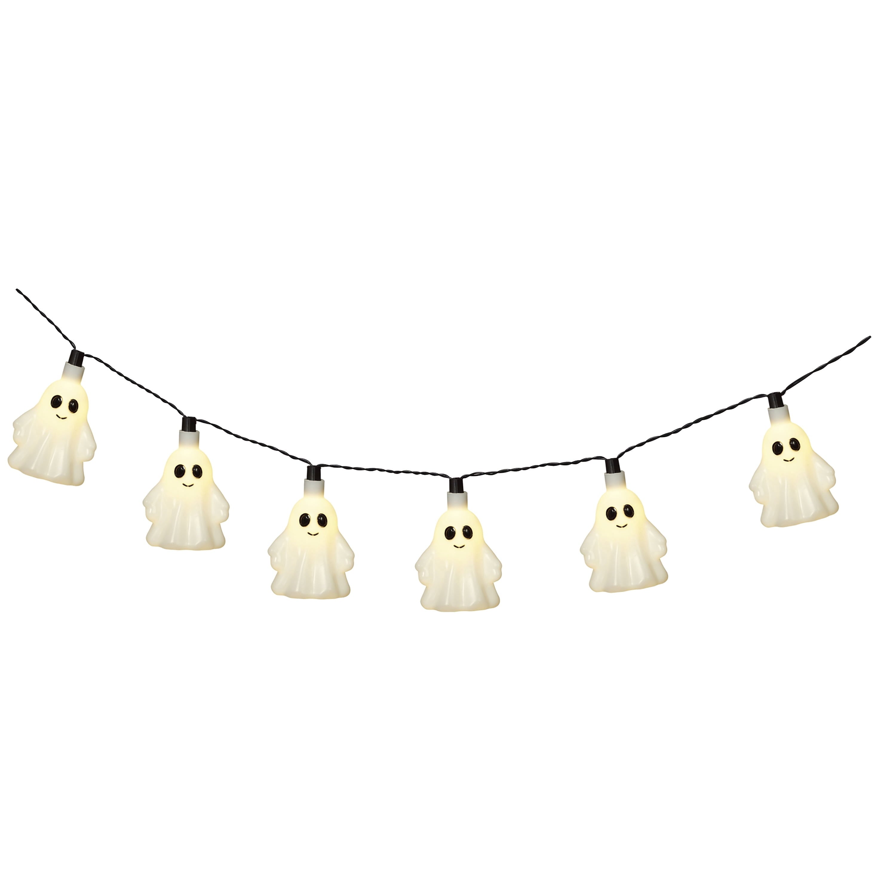 Indoor/Outdoor 10-Count LED Ghost String Lights, Warm White, 6.5', Halloween by Way To Celebrate