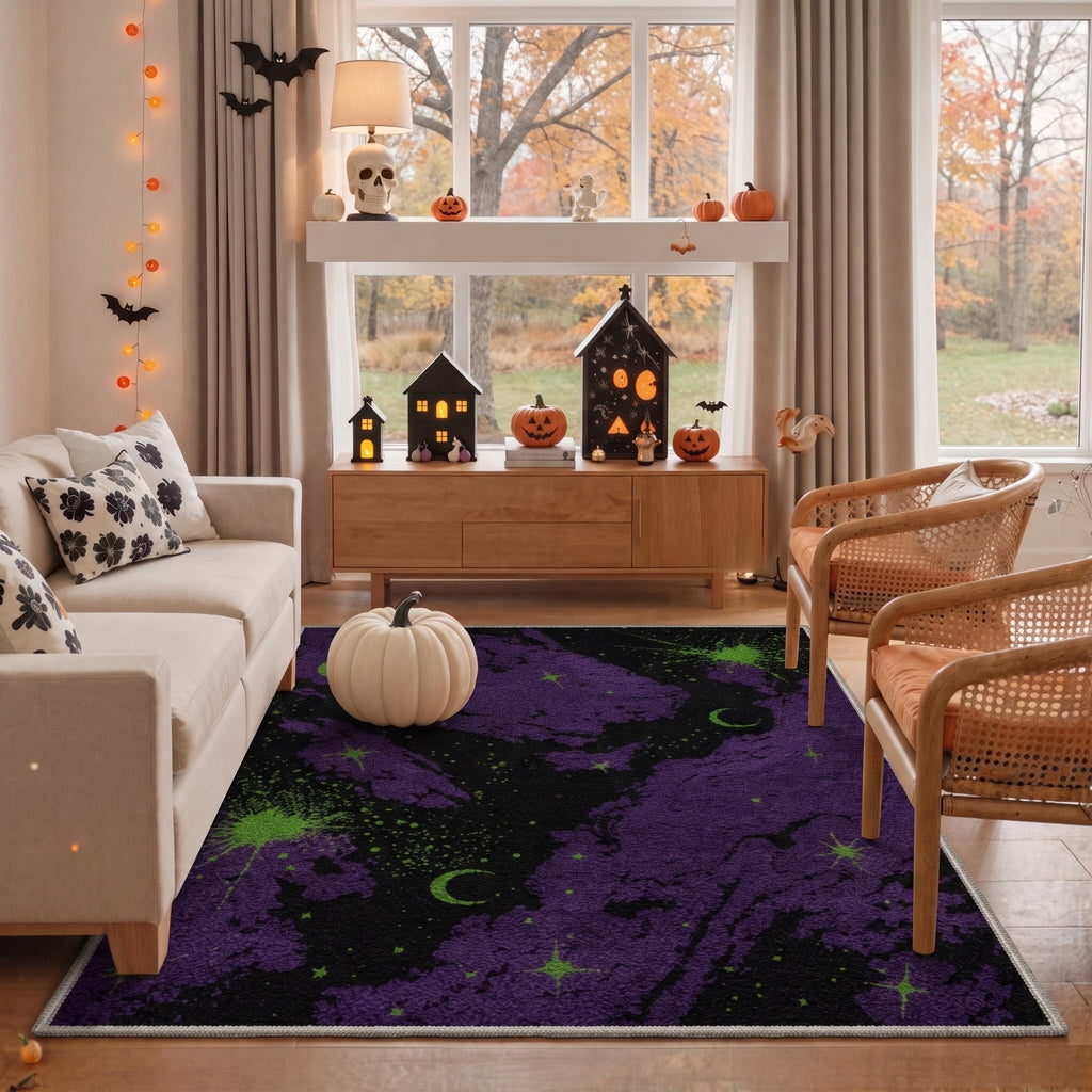 GENIMO 2'x3' Halloween Doormat, Washable Non Slip Soft Whimsical Cat Outdoor Door Mat for Front Door Covered Porch Patio Entryway, Vintage Black