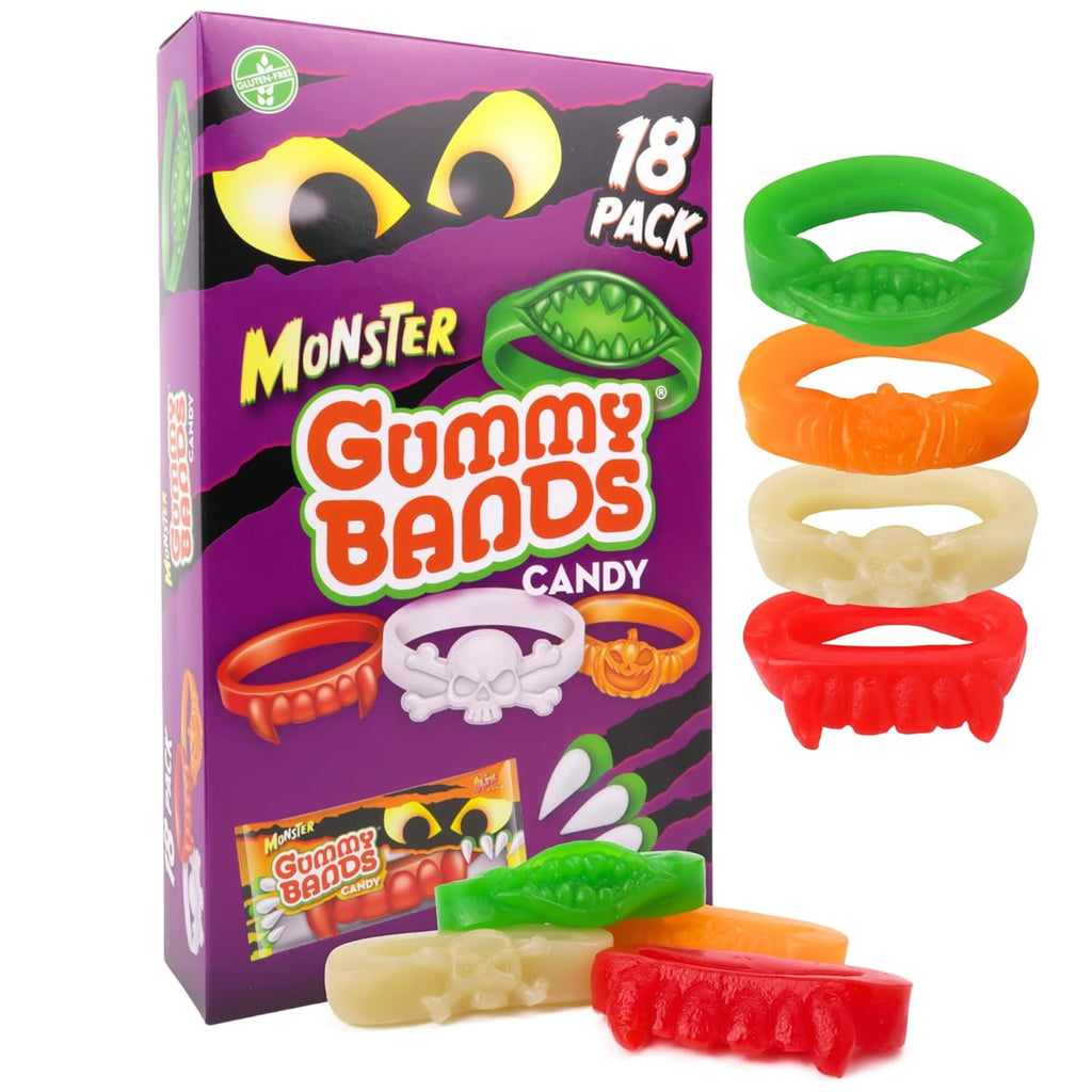 Monster Gummy Bracelets, Trick or Treat Candy, 18 Count, 7.61 Ounce Box