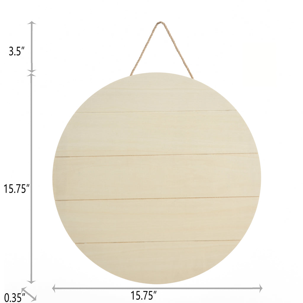 Stylecraft 15.75" Slatted Round Unfinished Wood Plaque (1 Each)