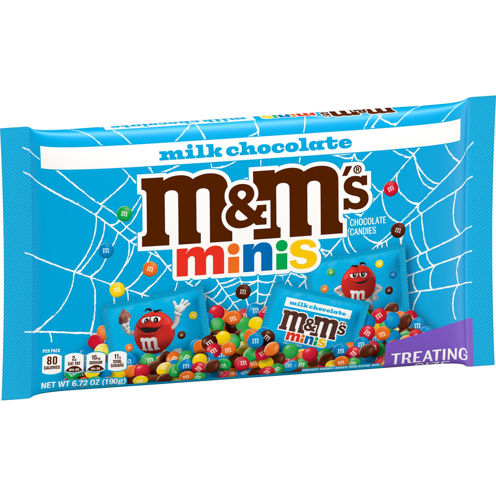 M&M's Minis Milk Chocolate Halloween Candy Fun Size packs, Treating Size - 6.72 oz Bag
