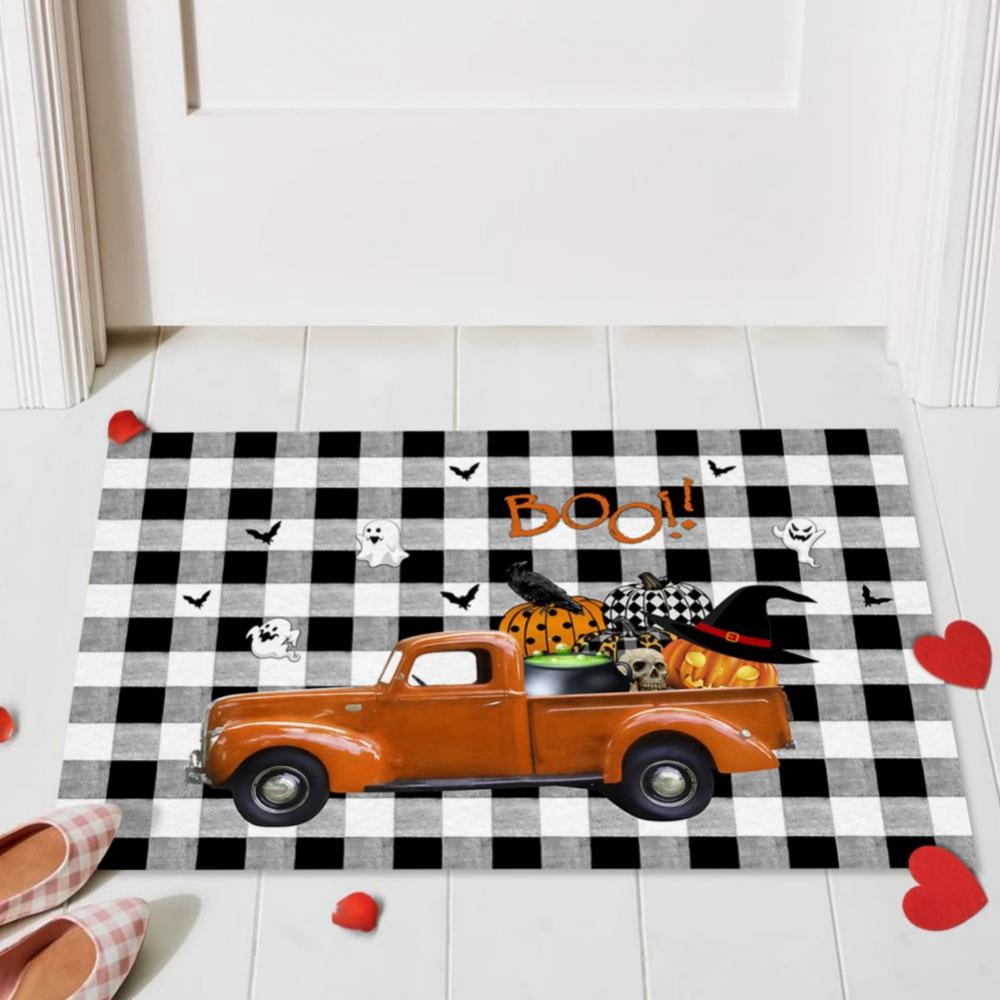 Halloween Door Mat Outdoor Trick or Treat Doormat Non Slip Funny Rug Pumpkin Holiday Decorative Entrance Mat for Halloween Indoor Outdoor Decoration, 15.7x23.6"