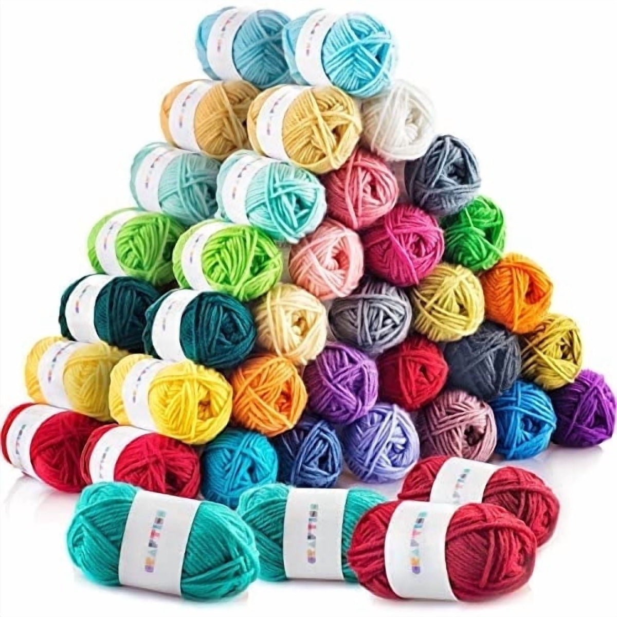 Craftiss Acrylic Yarn for Crochet - 30*0.7 Oz Skeins Unique Colors - Bulk Yarn Kit - 1300 Yards - Perfect for Any Mini Project
